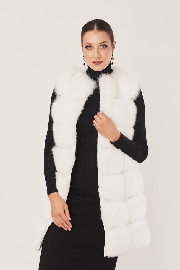 Women's white fox fur vest