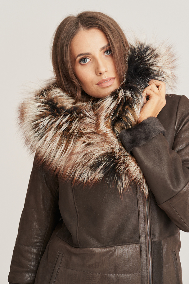 Women's winter leather coat